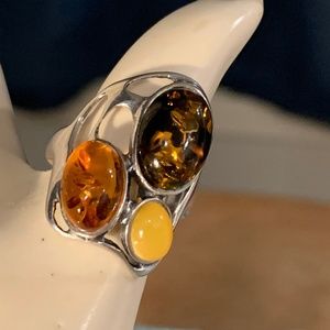 Beautiful sterling ring    various stones.